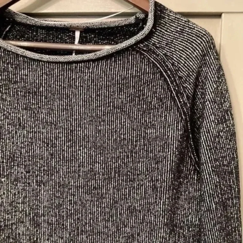 Free People Lenox Tunic Sweater Black & Gray Oversized Cozy Knit Size XS